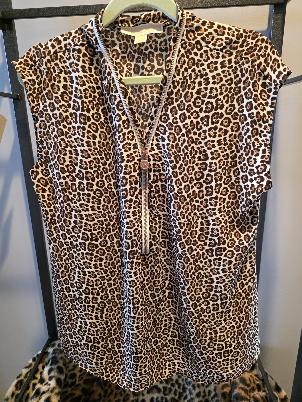Michael Kors Leopard Print Sleeveless Top - Brown/Tan/Black